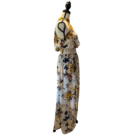 Gypsies & Moondust Floral Halter Maxi Romper  - Yellow and Blue size small - Picture 5 of 5
